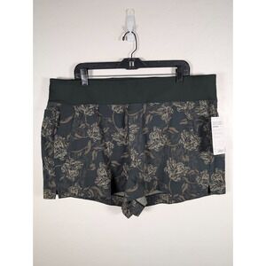 Athleta Shorts Women 18 Trekkie North Draw String Green Floral Print Outdoor New